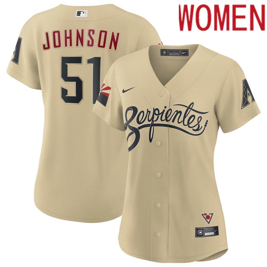 Women Arizona Diamondbacks 51 Randy Johnson Nike Sand City Connect Replica Player MLB Jersey